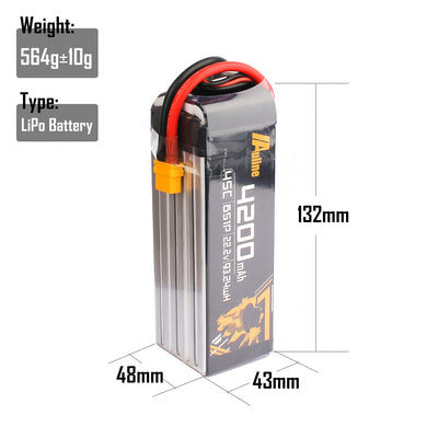 UAV 4200MAH 6S1P 22.2V 45C XT60