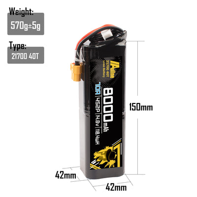 21700 40T 8000MAH 4S2P 14.8V 70A XT60