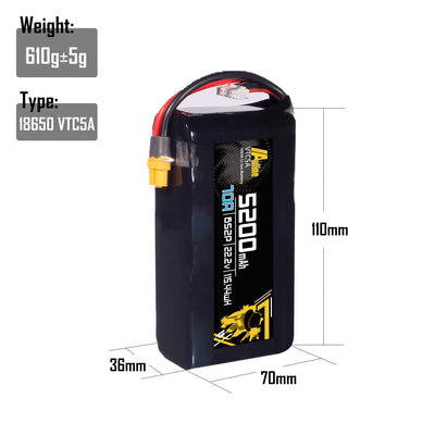 VTC5A 5200mah 6S2P 22.2V 70A XT60